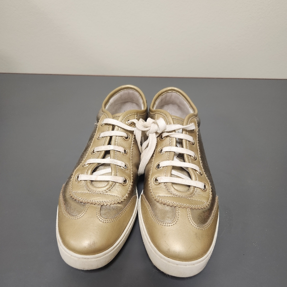 GUCCI Imprime Monogram Barcelona Low Top Sneakers Champagne Sz 35
